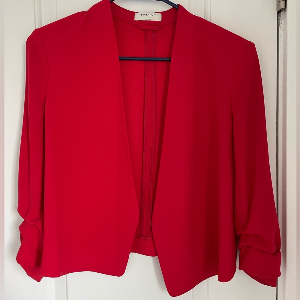 Aritzia Babaton Red Open Front Blazer